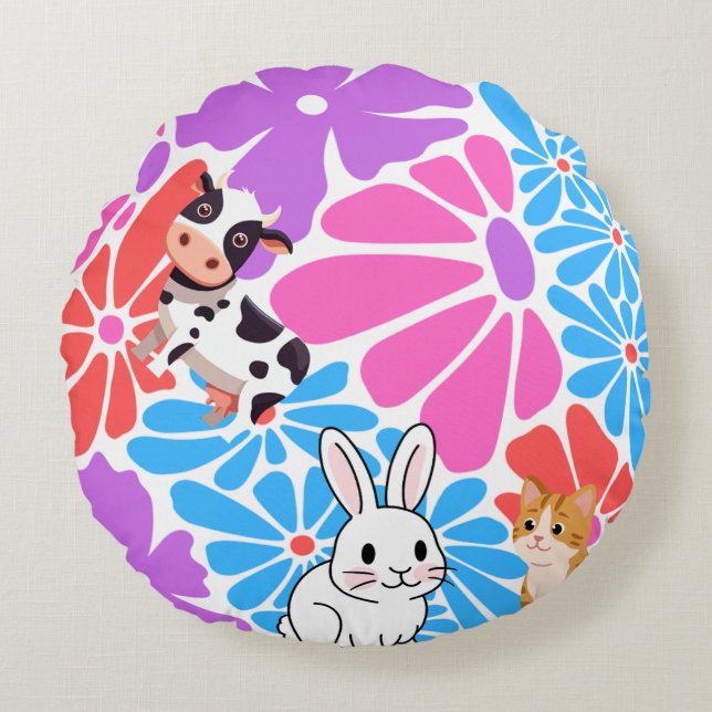 Caution design round pillow (Front)