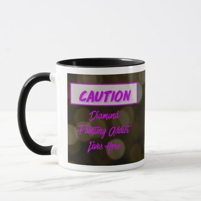 Caution: Diamond Painting Addict Mug (Left)