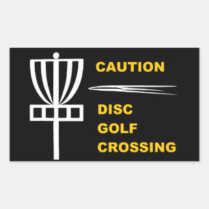 Caution Disc Golf Crossing Sticker