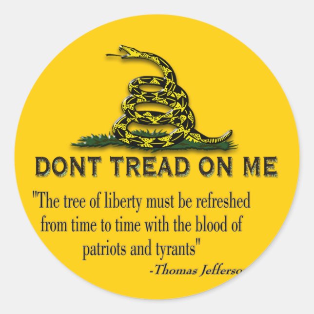 CAUTION "Don't Tread On Me" FLAG Classic Round Sticker (Front)