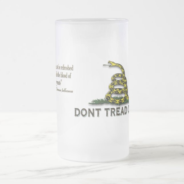 CAUTION "Don't Tread On Me" FLAG Frosted Glass Beer Mug (Center)