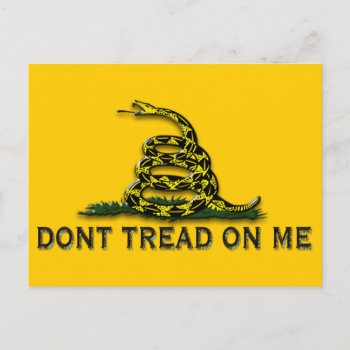 Caution "don't Tread On Me" Flag Postcard by aandjdesigns at Zazzle