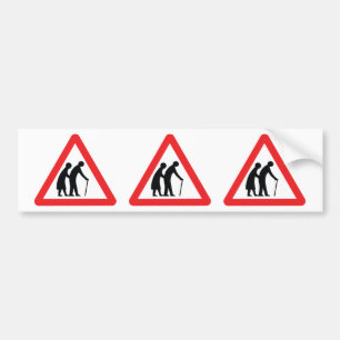 CAUTION Elderly People - UK Traffic Sign Bumper Sticker