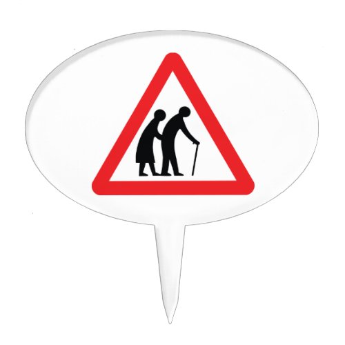CAUTION Elderly People _ UK Traffic Sign Cake Topper