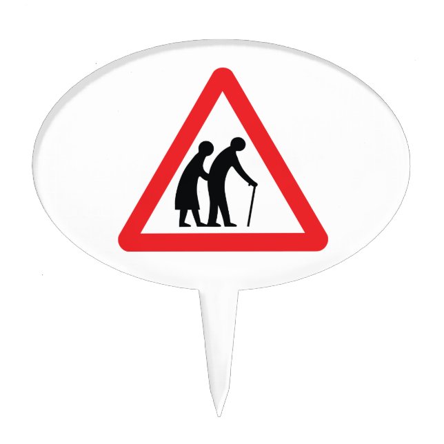 CAUTION Elderly People - UK Traffic Sign Cake Topper (Front)