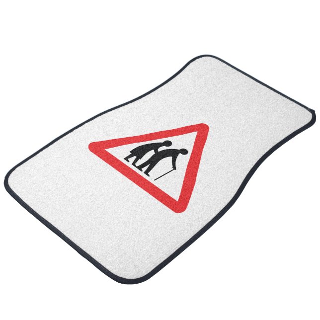 CAUTION Elderly People - UK Traffic Sign Car Floor Mat (Angled)