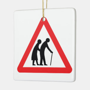 CAUTION Elderly People - UK Traffic Sign Ceramic Ornament