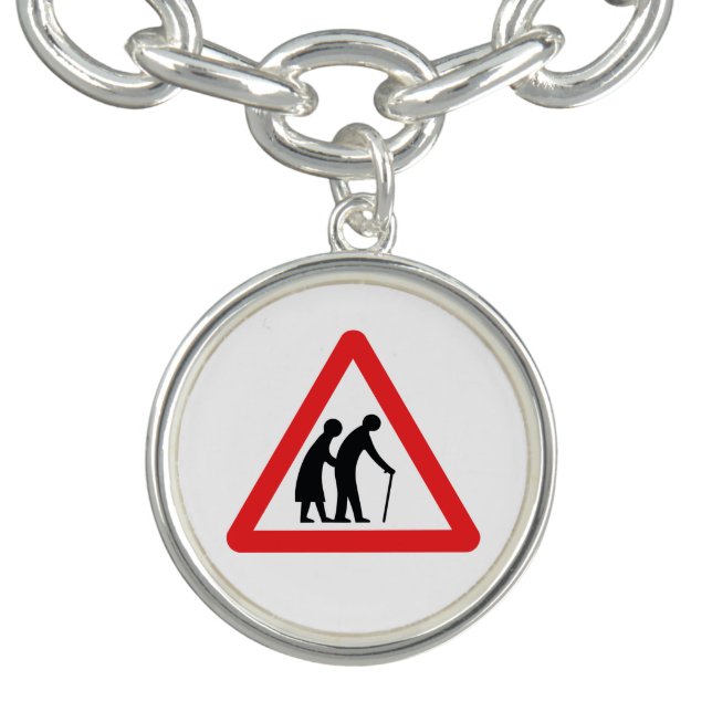 CAUTION Elderly People - UK Traffic Sign Charm Bracelet (Design)