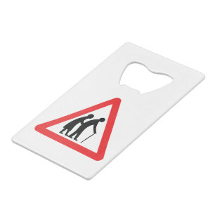 CAUTION Elderly People - UK Traffic Sign Credit Card Bottle Opener