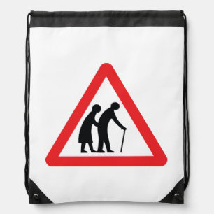 CAUTION Elderly People - UK Traffic Sign Drawstring Bag