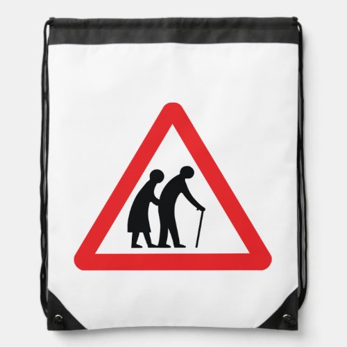 CAUTION Elderly People _ UK Traffic Sign Drawstring Bag