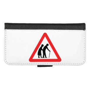 CAUTION Elderly People - UK Traffic Sign iPhone 8/7 Wallet Case