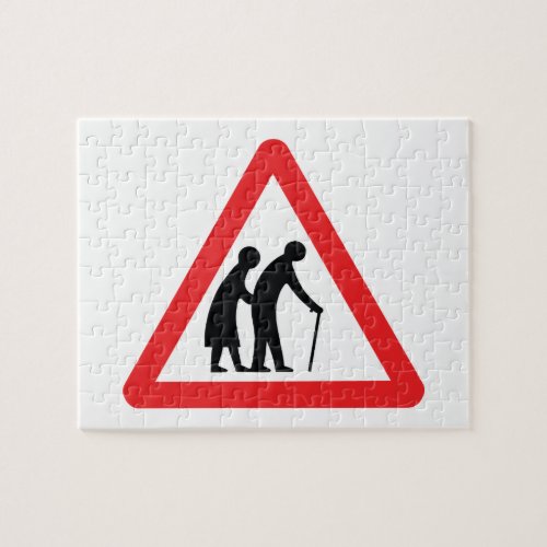 CAUTION Elderly People _ UK Traffic Sign Jigsaw Puzzle