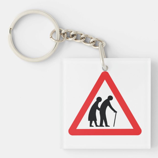 CAUTION Elderly People - UK Traffic Sign Keychain (Front)