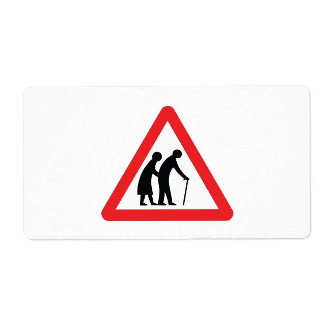 CAUTION Elderly People - UK Traffic Sign Label (Front)
