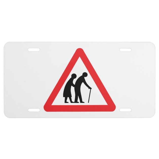 CAUTION Elderly People - UK Traffic Sign License Plate (Front)