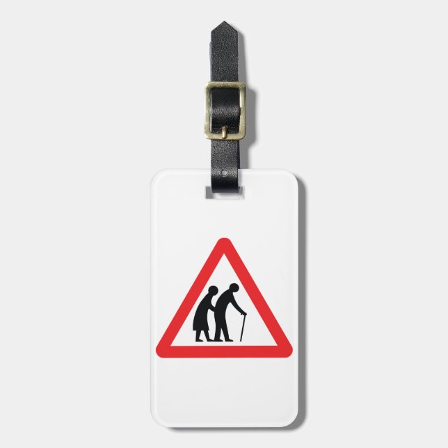 CAUTION Elderly People - UK Traffic Sign Luggage Tag (Front Vertical)