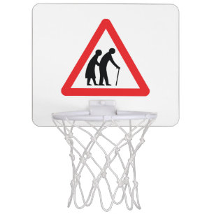CAUTION Elderly People - UK Traffic Sign Mini Basketball Hoop
