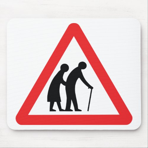 CAUTION Elderly People _ UK Traffic Sign Mouse Pad
