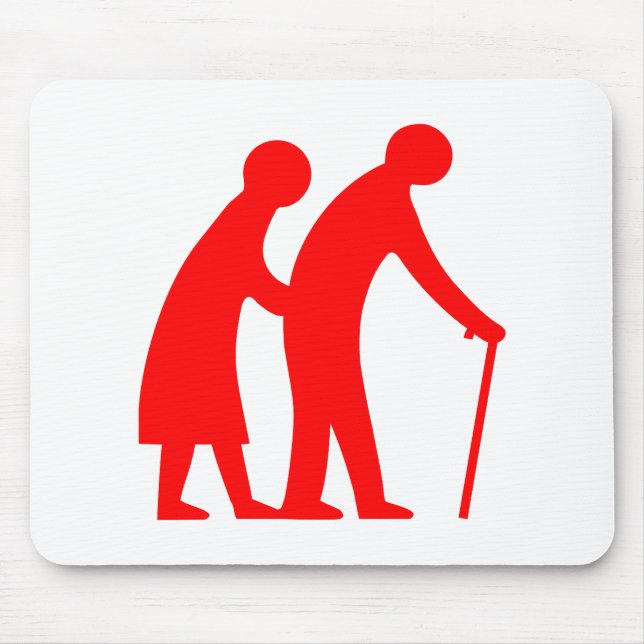 CAUTION Elderly People - UK Traffic Sign Mouse Pad (Front)