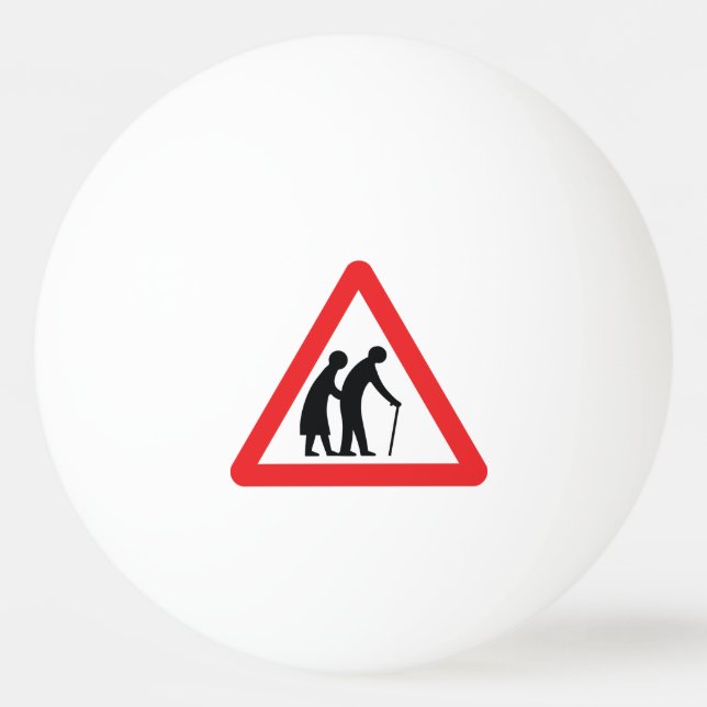 CAUTION Elderly People - UK Traffic Sign Ping-Pong Ball (Front)