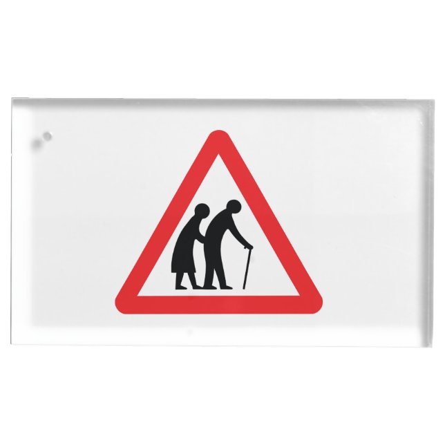 CAUTION Elderly People - UK Traffic Sign Place Card Holder (Front)