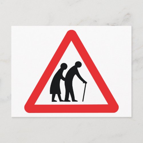 CAUTION Elderly People _ UK Traffic Sign Postcard