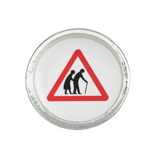 CAUTION Elderly People - UK Traffic Sign Ring