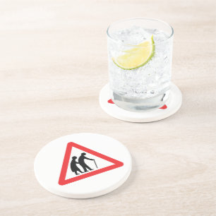 CAUTION Elderly People - UK Traffic Sign Sandstone Coaster