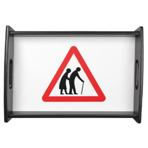 CAUTION Elderly People - UK Traffic Sign Serving Tray