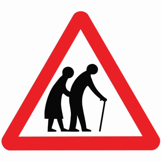 CAUTION Elderly People - UK Traffic Sign Statuette (Front)