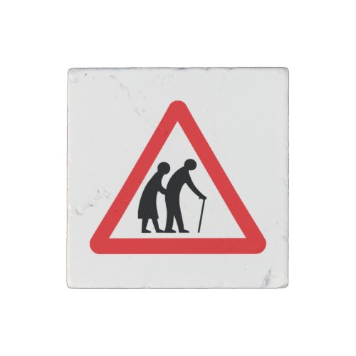 CAUTION Elderly People _ UK Traffic Sign Stone Magnet