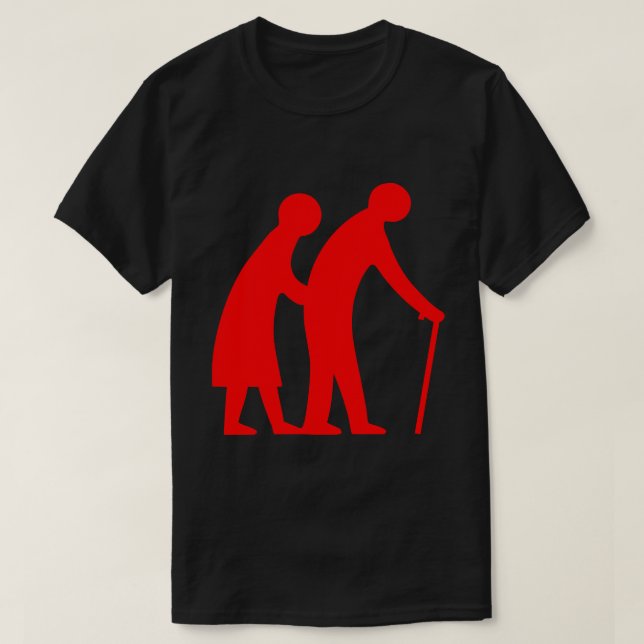 CAUTION Elderly People - UK Traffic Sign T-Shirt (Design Front)