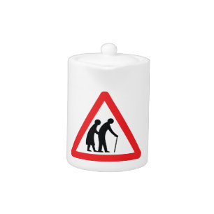 CAUTION Elderly People - UK Traffic Sign Teapot