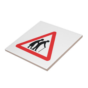 CAUTION Elderly People - UK Traffic Sign Tile