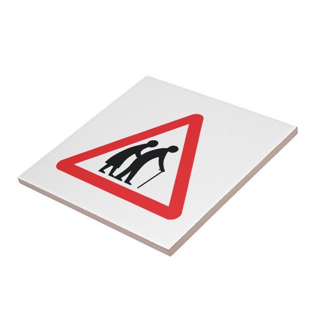 CAUTION Elderly People - UK Traffic Sign Tile (Side)