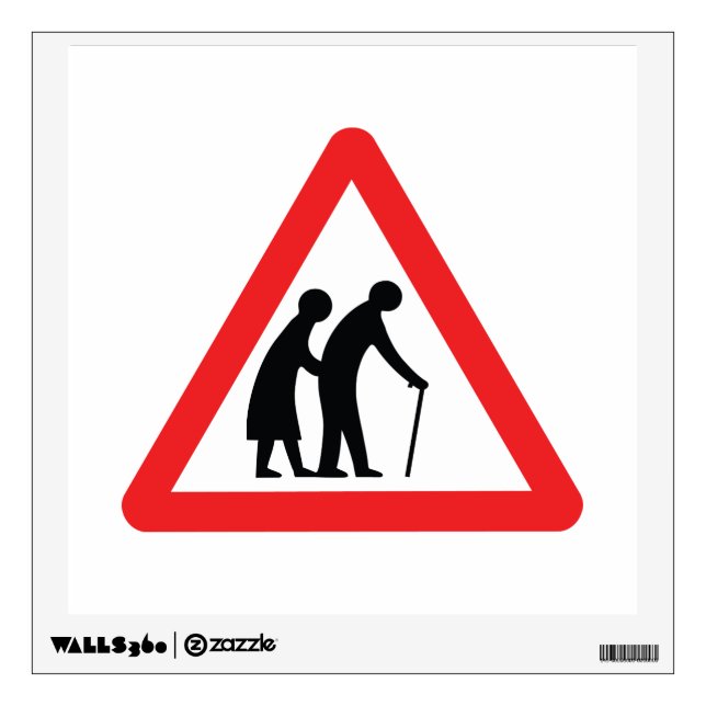 CAUTION Elderly People - UK Traffic Sign Wall Sticker (Front)