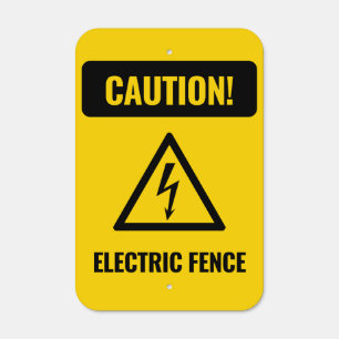 Caution electric fence  metal sign