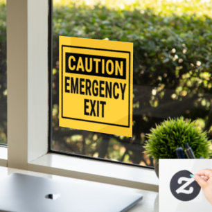 Caution Emergency Exit Window Cling
