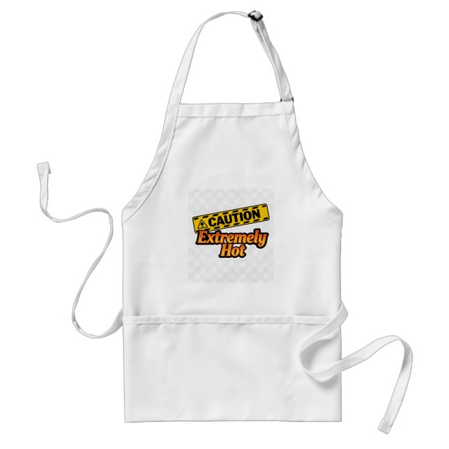 "CAUTION Extremely Hot" Graphic Kitchen Apron (Front)