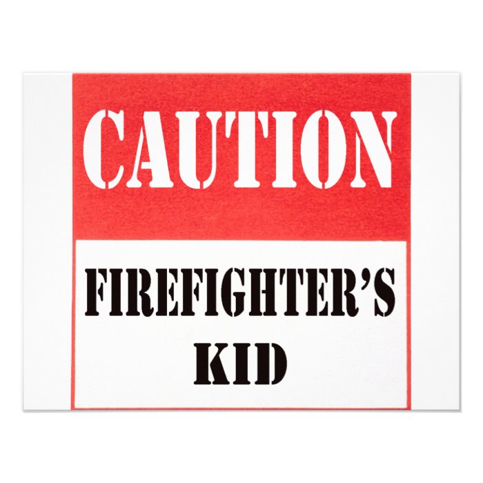 caution  firefighter's kid personalized invite
