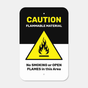 Caution Flammable Material No Smoking Safety Sign