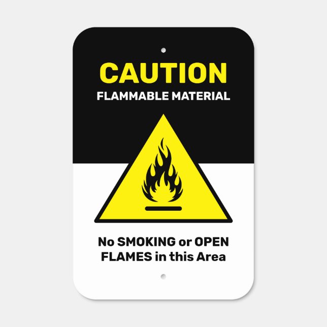 Caution Flammable Material No Smoking Safety Sign (Front)