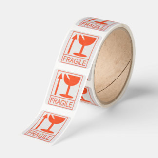 Caution Fragile Packaging Square Sticker