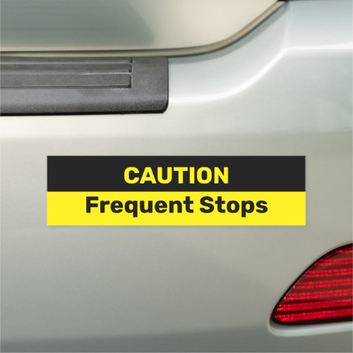 CAUTION Frequents Stops Yellow and Black Car Magnet