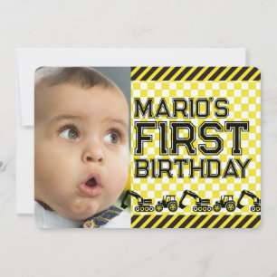 Caution! Funny First Birthday party Invitation