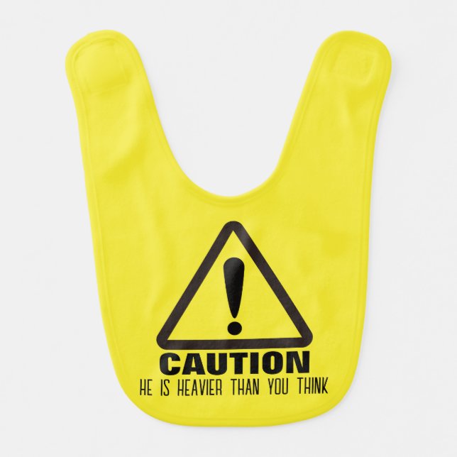 Caution! Funny First Birthday party Invitation Baby Bib (Front)