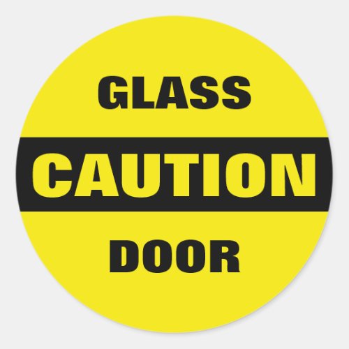 Caution Glass Door Classic Round Sticker