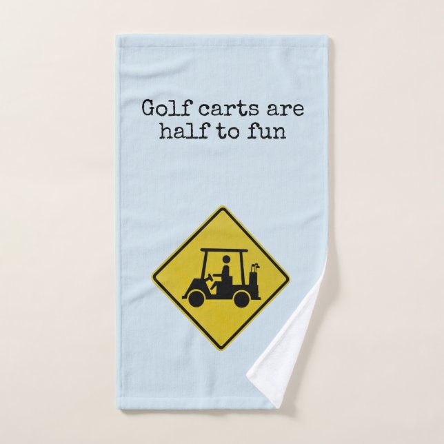 Caution Golf Cart Road Sign Blue Hand Towel (Hand Towel)
