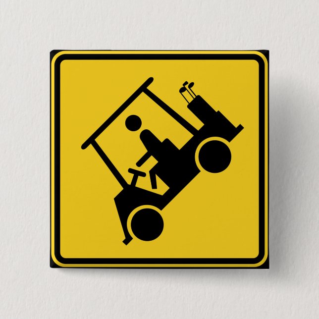 Caution Golf Cart Sign Button (Front)